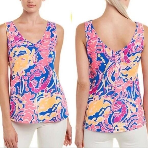 Lilly Pulitzer Gigi Tank Top in Catch and Release Print XL - Picture 1 of 6